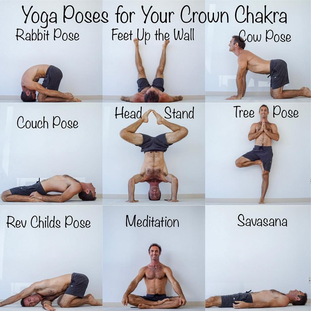 a man doing all poses of crown chakra