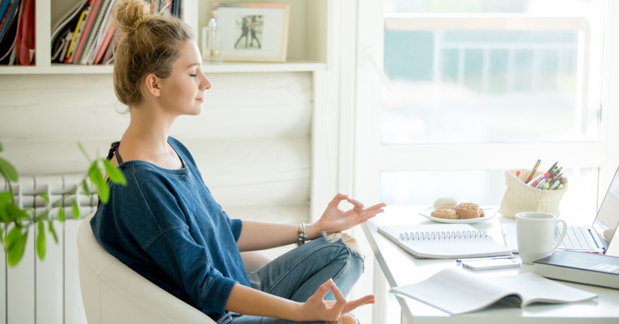 A lady do Meditation in home