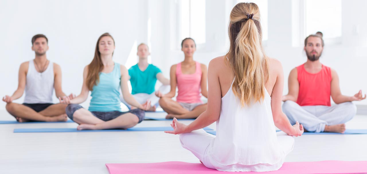 a Group of people do Pranayama for control the hypertension