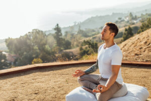 a man practice meditation